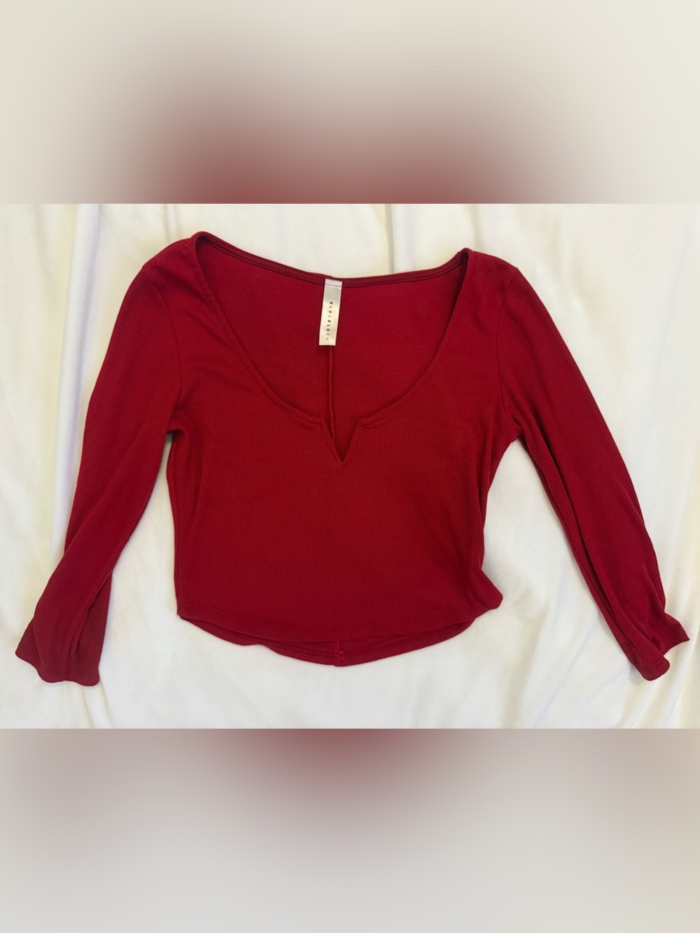 Cropped V-Notch half Sleeve Top